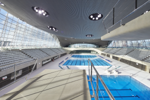 London aquatics centre opens to public. Zaha hadid architects.