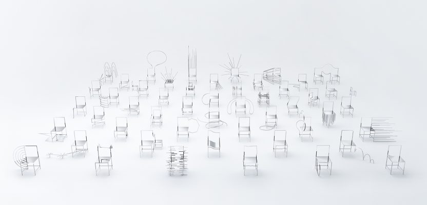 50 manga chairs by nendo. milan design week 2016.
