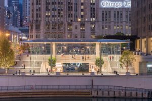 flagship apple michigan avenue on the chicago river opens.