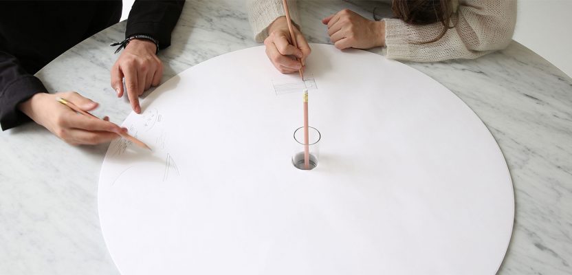 sketching circles for cantilever round top table by molo