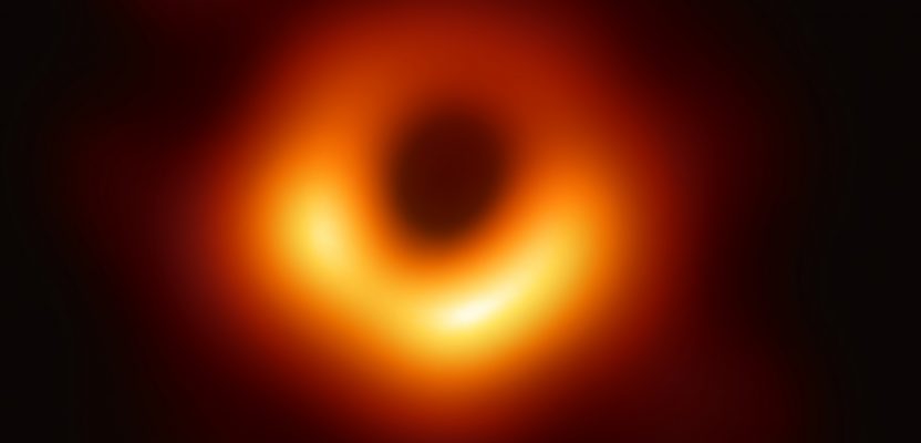 first ever image of a black hole captured from the event horizon telescope.