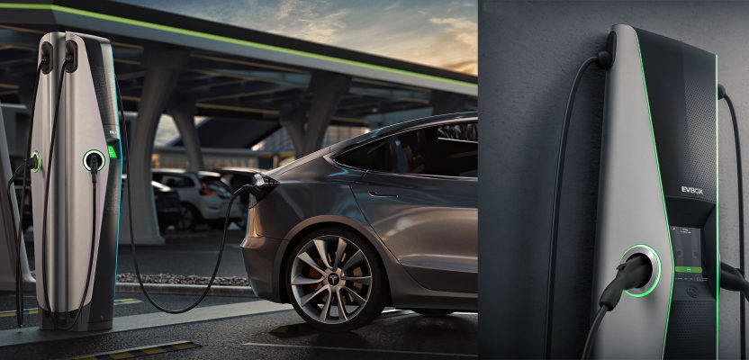 electric car charger evbox plugs into usa via chicago for long-distance solutions.